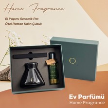 Ojijo London Çubuklu Oda Kokusu 200 ml Mystique Amber Oda Parfümü Siyah Seramik Pot Kalın Çubuk Set