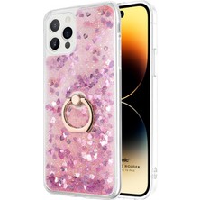 Microsonic Apple iPhone 15 Pro Kılıf Glitter Liquid Holder Pembe