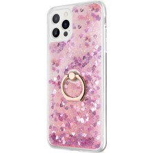 Microsonic Apple iPhone 15 Pro Kılıf Glitter Liquid Holder Pembe