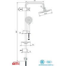 AR-Yak Acuba Kolonlu Duş Seti Duş Başlığı Seti Banyo Duş Fıskiye 102158026