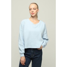 Owut Collection Kadın V Yaka Uzun Kol Oversize Özel Kumaş Bluz