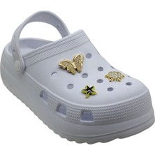 Sonimix Kız Çocuk Yüksek Taban Taşlı Cross Terlik Beyaz Renk EVA Malzemeden Üretildi