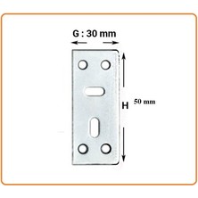 Sese Düz Gönye Metal Mobilya Montaj Aparatı 10 Adet 30X50MM KB69