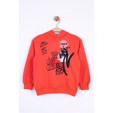 Nk Kids Erkek Çocuk Yazı Baskılı Kapüşonlu Sweatshirt 45501 Kiremit