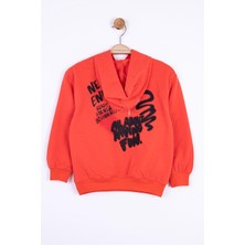 Nk Kids Erkek Çocuk Yazı Baskılı Kapüşonlu Sweatshirt 45501 Kiremit
