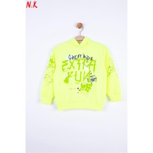 Nk Kids Erkek Çocuk Yazı Baskılı Kapüşonlu Sweatshirt 45500 Neon Sarı