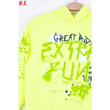Nk Kids Erkek Çocuk Yazı Baskılı Kapüşonlu Sweatshirt 45500 Neon Sarı