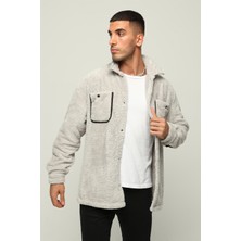 Owut Collection Erkek Gri Oversize Cepli Peluş Hırka