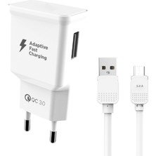 Wontis 12V / 3A Qualcomm USB Hızlı Şarj Cihazı + USB 3.0A Micro USB Cep Telefonu Tablet Şarj Kablosu Seti