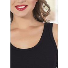 Hmd Kadın Siyah Lcyra Süprem Penye Dantelli Sırt Dekolteli Atlet T-Shirt EDY2470-2471