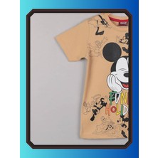 Edoy Mickey Mouse Eğlenceli ve Renkli Pamuklu Çocuk Tişörtleri 36/1 Full Lyc Süprem Kısa Kollu