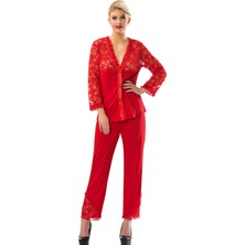Sistina Kırmızı Penye Pijama Takımı - 1570 - Beden M