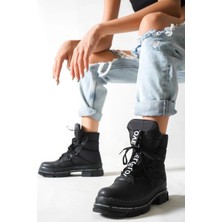 Preshley Kadın Fasion Siyah Paraşüt Kumaş Kar Botu