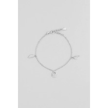 So CHIC Sonbahar Rüzgarı 18 Ayar Beyaz Altın Kaplama 20 Cm Gümüş Minimal Bileklik