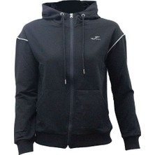 Joma Kadın Sweatshirt Kapşonlu Full Zip Siyah Uzun Kol Düz Renkli Tasarım