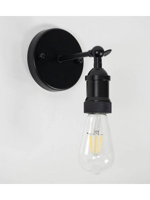 Riolight  Retro,rustik, Vintage 1XE27 Duylu Mafsallı Siyah Metal Aplik