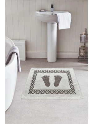 Teksev Soffy Doğal Pamuklu Kahve & Krem Ayak Paspası Ayak Havlusu 50X70 cm Banyo Paspası
