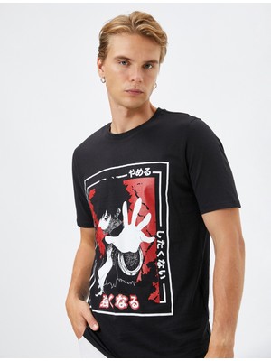 Koton Anime Tişört Baskılı Bisiklet Yaka Kısa Kollu Pamuklu