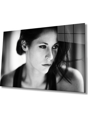 Miray Life Siyah Beyaz Insan Fotoğrafları Kadın Cam Tablo