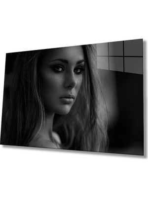 Miray Life Siyah Beyaz Insan Fotoğrafları Kadın Cam Tablo