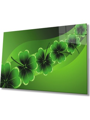 Miray Life Yeşil Dört Yapraklı Yonca Cam Tablo