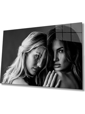 Miray Life Siyah Beyaz Insan Fotoğrafları Kadın Cam Tablo