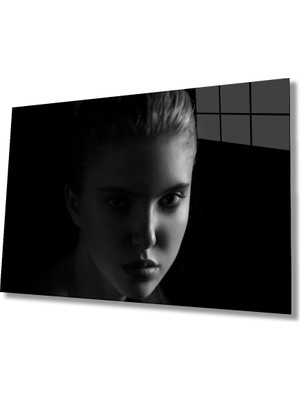 Miray Life Siyah Beyaz Insan Fotoğrafları Kadın Cam Tablo