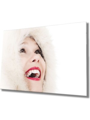Miray Life Kadınlar Beyaz Mutluluk Cam Tablo  ,women White  Happiness