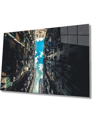 Miray Life Bina Görüntüsü ve Mavi Beyaz Bulutlar Tablo