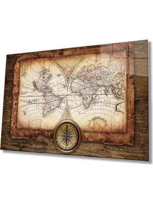 Miray Life Tahtada Dünya Haritası  Cam Tablo