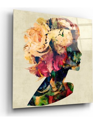 Miray Life Çiçekli Kadın Cam Tablo
