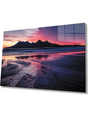 Miray Life Gün Batımı Dağ Cam Tablo