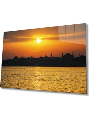 Miray Life Günbatımında Istanbul Deniz Manzarası Cam Tablo