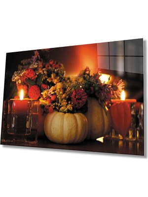 Miray Life Mum Çiçek Cam Tablo   Candle Flower Table