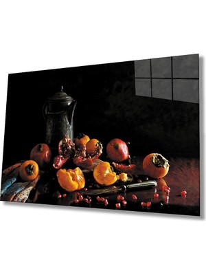 Miray Life Meyveler Mutfak Natürmort Cam Tablo