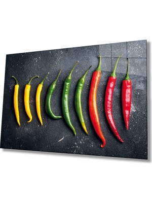 Miray Life Biberler Sebze Mutfak Cam Tablo