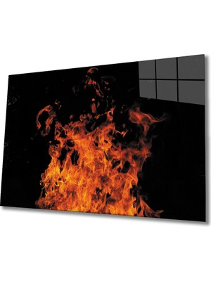 Miray Life Siyah Arka Fon Ateş  Cam Tablo