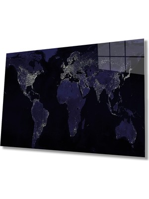 Miray Life Klasik Eski Dünya Haritası  Cam Tablo