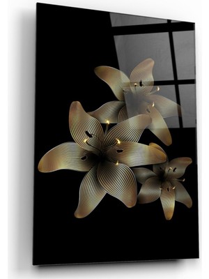Miray Life Gold Çiçek Cam Tablo