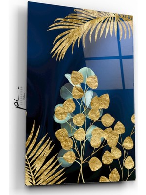 Miray Life Gold Yapraklar Cam Tablo