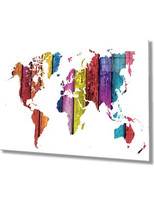 Miray Life Tahta Dünya Haritası  Cam Tablo