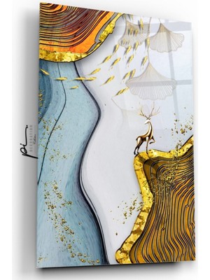 Miray Life Soyut Gold Cam Tablo