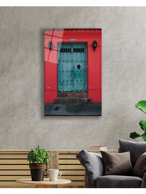 Miray Life Turkuaz   Ahşap Kapı Cam Tablo