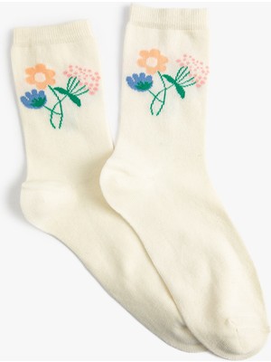 Koton Çiçekli Çorap Pamuk Karışımlı