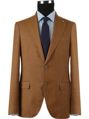 Jakamen Taba Slim Fit Sivri Yaka Erkek Ceket