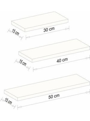 NSP Mdflam 3 Raflı Beyaz Duvar Rafı (30*15-40*15-50*15)