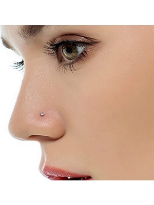 Heppii 925 Ayar Gümüş Tektaş Taşlı Hızma Gold Renk Burun Piercing