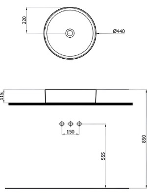 Newarc Mittes Tezgah Üstü Lavabo 44X14,5 cm