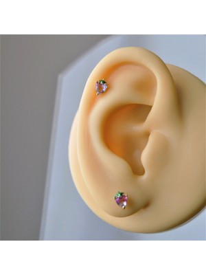 Heppii Cerrahi Çelik Pembe Çilek Piercing Helix Lob Kıkırdak Tragus