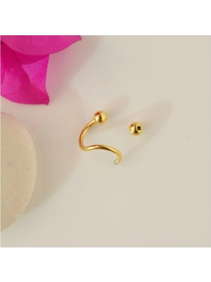 Heppii Gold Renk Cerrahi Çelik Spiral Piercing Kulak Dudak Burun Kaş Kıvrımlı Piercing